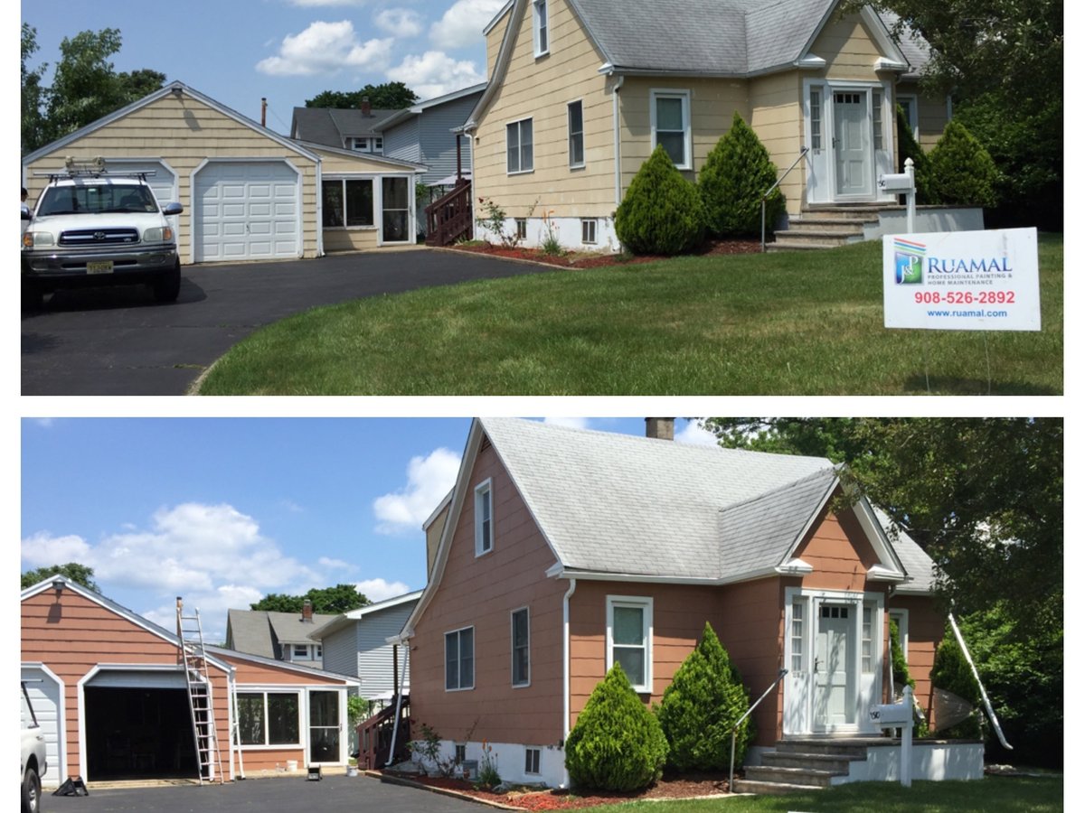 Exterior house painting before and after